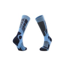 滑雪襪 高筒保暖透氣排汗滑雪襪，加厚襪底緩衝支撐，專業滑雪運動襪, 8201淺藍底L, 1套