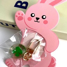 캐릭터 동물 토끼 얼굴 모양 핑크 컬러 메시지 카드 봉투 세트 편지지 생일, 1개