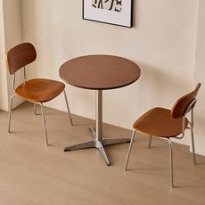 원형 테이블 의자 카페 접이식 펜션 철제 발코니 베란다, 60cm 원형 테이블 + 의자 2개 월넛