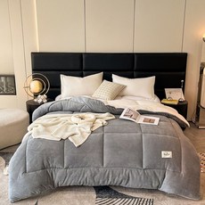 따뜻하고 두꺼운 이불 극세사 양털 겨울이불, 그레이