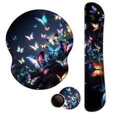 ArtsO 업그레이드된 마우스 패드 및 키보드 손목 받침대 지원 인체공학적 젤 마우스패드 미끄럼 방지 고무 베이스 홈 사무실 쉬운 타이핑 쿠션 네오프렌 소프트 메모리 폼, Night, 1개