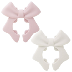 키꾸 실리콘 조리도구 리본 받침대, 2개, 핑크+아이보리