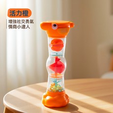 DFMEI 嬰幼兒早教轉轉樂抓握滾珠搖鈴沙錘沙漏兒童玩具樂器雨聲器, 1個, 沙漏橙色:如圖