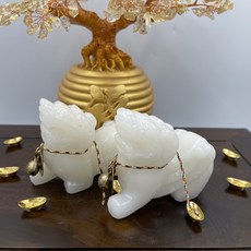 Sweet Heart 白玉貔貅擺件, 款式ㄧ 單貔貅一對,無開光