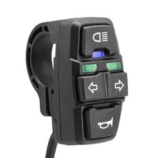 전기 자전거 킥보드 스쿠터 핸들 방수 스위치 온오프 램프 경적 헤드라이트 스위치 전기 전조등 방향 지시등 제어 48V 3 in 1, 1) Black, 1개