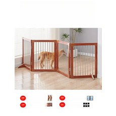 애견 펜스 가림막 실내용 실내 반려동물 도어 보호 애완동물 가정용 강아지펜스 슬라이드, 1개, 월넛 4개 (57 높이)