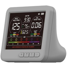 7배 AQI 16 in 1 휴대용 실시간 감지기를 갖춘 전문 실내 공기질 모니터 PM2.5 | PM10 CO2 TVOC HCHO 온도 홈카 식물 반려동물을 위한 험 (그레이), gray