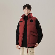 冬天外套 保暖寬鬆 夾棉服男外套 外搭馬甲背心大口袋 立領防風冬天外套 韓版韓系大尺碼外套 開襟上衣 紅色男麵包黑色外套女