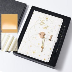 블랙 교환 일기 수첩 사무실 비밀 비밀번호 다이어리 스케치 감사 저널 퍼플 플래너 덕후, 1개, 화이트 하트 키 잠금장치 선물 상자 세트