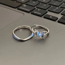 나비 커플 반지 여자 한 쌍 간편한 선물 커플 반지 패러다임 손가락 반지 조정 가능한 남녀 반지