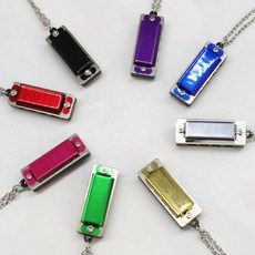 하모니카 미니 목걸이 7색 악기 어린이 휴대 장난감 색깔, 1개, 상세페이지 참조, GT  핑크