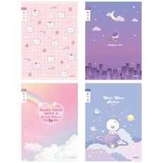아이비스 여아용 초등3~6 좁은칸 일기장 11602, 곰돌이, 밤하늘, 무지개, 숑숑프렌즈, 4개