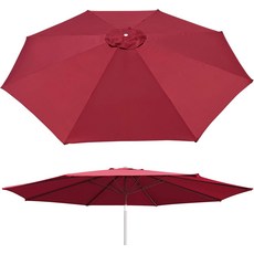 베네핏USA 10 우산 캐노피 상단 커버 파티오 교체 8 리브 야외 선쉐이드캐노피 전용, Burgundy