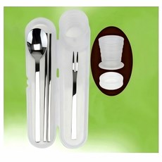 휴대용 등산 수저세트 4종 캠핑 용기 나이프 포크 숟가락 바베큐 접시 식기 여행 도구, 본상품
