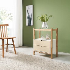 헤즈로 엘리스 I 강화유리 인테리어 원목 수납 미니 진열 콘솔 장식장, 원목 내츄럴