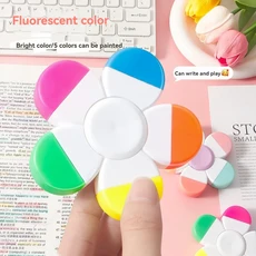 하이라이터 손가락 끝 나선형 형광펜 꽃 모양 수채화 색상 학교 사무용품 용품을위한 5-In-1 형광 펜, [02] Fluorescent color