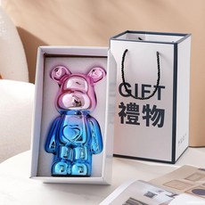 卡通愛心陶瓷暴力熊存錢罐，只進不出設計，客廳擺件儲蓄罐，生日禮物/交換禮物/商務禮盒, 1個, 日常泡沫款,寶寶愛心26cm-AX銀色