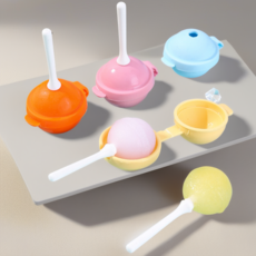 트리플리치 실리콘 롤리팝 아이스볼 몰드 아이스크림 몰드 아이스크림틀 2개 세트, 블루+핑크