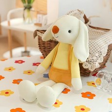 천안각 귀여운 토끼 애착인형 보들보들 안고자는 봉제인형, 옐로우, 1개