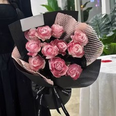 玫瑰花束 高顏值 精緻午後紅茶 復古粉紅 送男女朋友 閨蜜 媽媽 生日母親 情人節xp, 1個, 流緒微夢-13朵