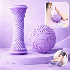 Clevoria 원형 지압 마사지볼 발바닥 근육이완 족저근막염 완화 도움 요가 필라테스용, 1세트, 퍼플2종