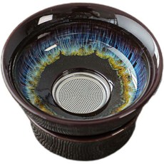 台出 茶濾茶漏茶隔茶道配件創意茶漏 單個茶葉過濾器茶漏鬥配超細過濾網 Y78R, 1個, 沙金釉茶漏兩件套