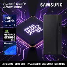 삼성 데스크탑 코어 울트라5 GTX1660SP 컴퓨터 DM500THZ-Z5ADB-GTX1660SP 11PRO Ultra5-225 8GB SSD256GB 고사양, 미들타워, 블랙