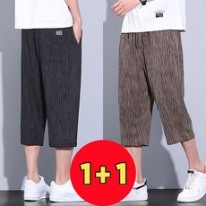 AOKADA 남성 쿨링 아이스 7부 반바지 플리츠 스판 조건 팬츠