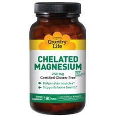 Country Life 螯合鎂補充錠 250mg, 180顆, 1罐