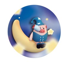 인체감지 무드등 충전식 스마트 침실 조명 어린이방 선물용, 화이트 6000K, 1개, F-작은 돼지 아기