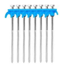 20CM 탄소강 텐트 펙 스파이크 훅 캠핑 텐트 못 나선형 캐노피 말뚝 야외용 10/2개 나사 앵커 텐트 말뚝, 24 Blue - 8pcs