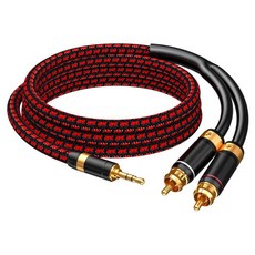 35mm에서 2 RCA 오디오 파일 케이블 스테레오 땋은 금도금 옥젠 프리 구리 코어 스마트폰 태블릿 스피커 홈 시어터직선 35mm 32FT, 16.4FT, Straight 3.5mm