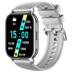 WAPIK 블루투스 통화/메시지 알림 스마트워치 P5S 운동측정 1.85인치, 실버, 4.7cm, GPS + 블루투스