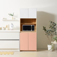 [엣지퍼니처]시티오 홈카페 600 키큰 렌지대형 수납장 E0, 핑크오크