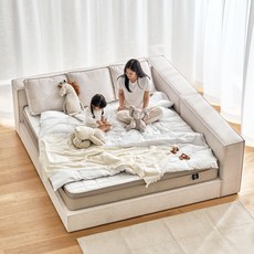 (10만원 즉시할인+런칭특가) 휴도 기억의 선유 정품조야 오코텍스 패브릭침대 호텔식 침대 프레임 SS Q LK 슈퍼싱글 퀸 라지킹, 아이보리_HH02240