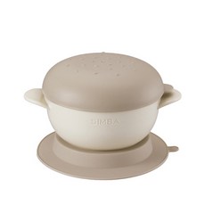 小獅王辛巴Simba美味漢堡碗吸盤碗美味學習叉匙組新款，寶寶學習餐具，趣味造型，安全材質, 1個, SW3452漢堡吸盤碗-杏色