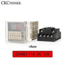 DH48J-8 8 핀 카운터 릴레이 DC12 24V AC110V 220V 380V 접촉 신호 입력 디지털 카운터 릴레이 Led 카운터, 01 DC12V