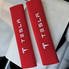 테슬라 안전벨트 커버 (1+1) 프리미엄 쿠션 어깨 보호 쓸림 방지 주니퍼 하이랜드, 2개, 레드