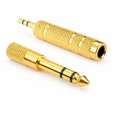 티놀지 스테레오 젠더 3.5파이 to 6.3파이 6.3 to 3.5 스피커 앰프 마이크 헤드폰 변환젠더 2종세트, 1세트, 골드, T-STG-G2SET