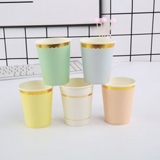 一次性紙碗 燙金加厚 生日派對小吃碗, 紙杯5色混裝10個, 1個