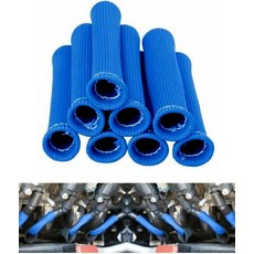 Rroxcok 티타늄 스파크 플러그 와이어 부츠 열 보호 절연체 슬리브 차폐 2500도 커버 랩 6인치 자동차 트럭 8PCS용, blue