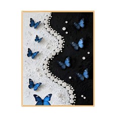 리노아 DIY 진주아트 캔버스 세트 아트토이 수공예 인테리어 그림 선물, 1개, 10고요한 나비 1개, 10고요한 나비