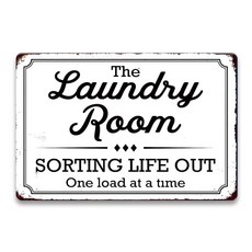 LIZATIC 세탁실 장식 및 액세서리 - 한 번에 한 번에 한 번에 인생을 분류하는 것 세탁실 벽 장식 액세서리용 금속 세탁 표지판 여성을 위한 재미있는 선물 30.5