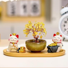 LOKEXING 돈나무 마네키네코 장식 행운 재물운 인테리어 소품, 스타일 A