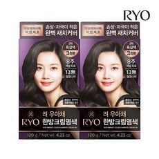 려 우아채 한방크림염색 흑갈색 3N 120g 2개, 3N흑갈색