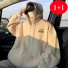 FINEART L~5XL 1+1 남성 오버핏 후드집업 빅사이즈 후드티 프린팅 재킷 봄가을 코트 데일리