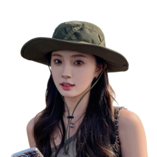 Norbei 남여공용 햇빛 자외선 차단 모자 낚시 캠핑 등산 벙거지모자 챙모자, 녹색