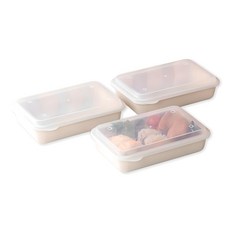 Ahtty home Milkprep便當盒 1層, 奶油色, 3個