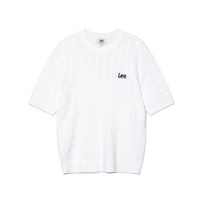 리 LEE 라운드넥 케이블 반팔 니트 화이트 177816