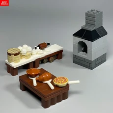 MOC 벽돌 오븐 주방 로스트 치킨 음식 피자 요리 찐빵 빌딩 블록 도시 친구 DIY 어린이 장난감, 08 NO.6
